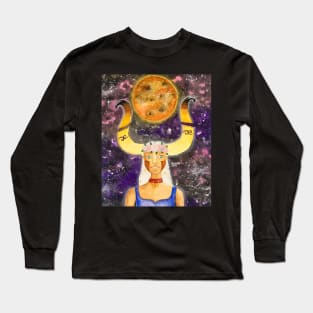 Taurus Astrological Sign Space Portrait Long Sleeve T-Shirt